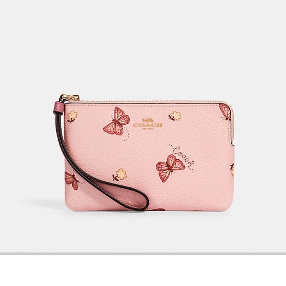 Coach Handbags - NWT COACH Corner Zip Butterfly Wristlet